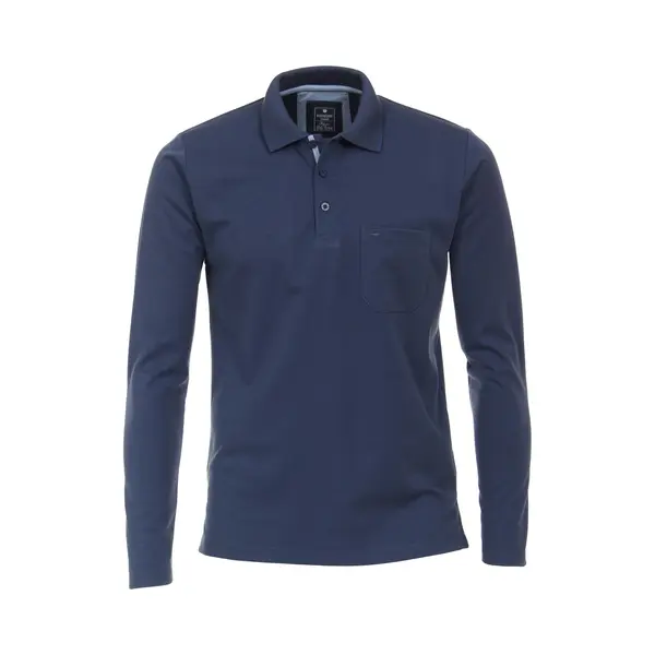 Redmond Polo-Shirt Langarm Uni Nah 100 Blau L thumbnail