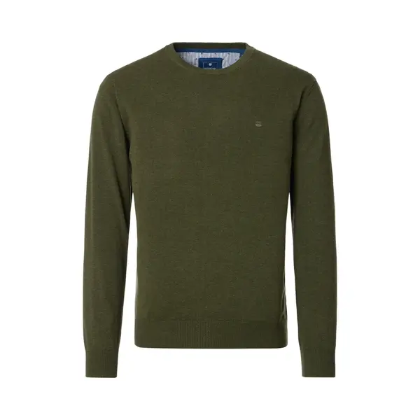 Redmond Casual Trui Ronde Hals Groen, Effen thumbnail