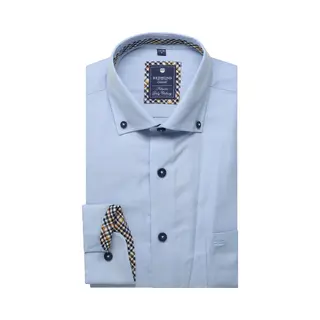 Redmond Casual Overhemd Blauw, Effen