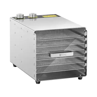 Royal Catering Professional Food Dehydrator Fruit Meat Veggies Dehydrator Machine 500W 6 Racks Rcda-500/23S (Stainless Steel, Inserts 29x29cm,