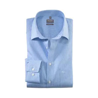 Olymp Herren Hemd Blau Gestreift Comfort Fit