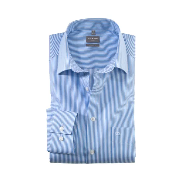 Olymp Herren Hemd Blau Gestreift Comfort Fit thumbnail