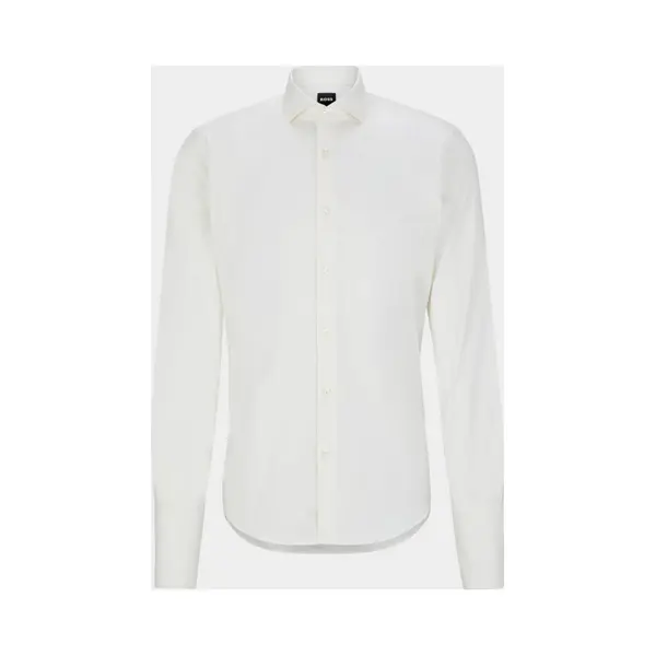 Hugo Boss Boss Joe Regular Fit Smoking Overhemd - Twill - Wit - Strijkvriendelijk - Boordmaat, 43 thumbnail