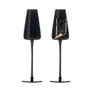 Intirilife 2x Champagneglas Met Modern Design In Zwart - 220 Ml Inhoud - Glas Voor Mousserende Wijn, Prosecco, Vaatwasmachinebestendig, Kristalglas,