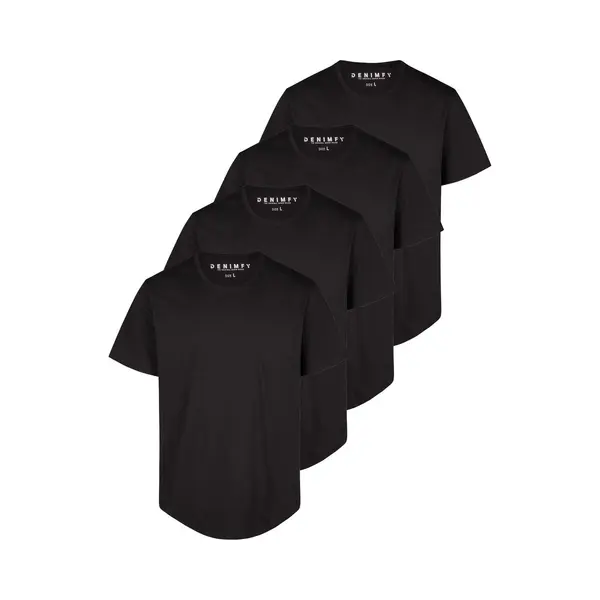 Denimfy Tshirt Herren Lang Geschnitten Set 100% Baumwolle Regular Fit DFPaco 4er Pack thumbnail