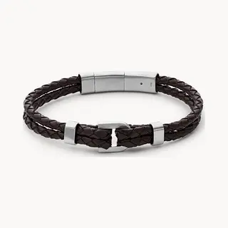 Fossil JF04203040 armband Gevlochten armband Man Kunstleer, Roestvrijstaal