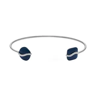 Skagen Women's Stainless Steel And Semi Precious With Cuff Bangle Bracelet, Silver Tone