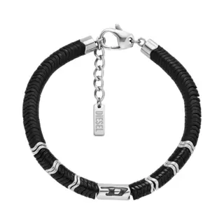 Diesel Men's Stainless Steel With Lobster Hook Or Fold Over Closure Bracelet Carbon Black