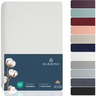 Barbons Hoeslaken 90x200 - Hoeslakens Jersey 145 G/m² - 100% Katoen - Wit