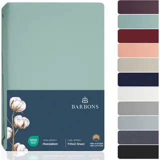 Barbons Hoeslaken 90x200 - Hoeslakens Jersey 145 G/m² - 100% Katoen - Groen