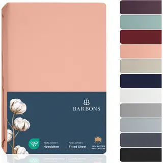 Barbons Hoeslaken 90x200 - Hoeslakens Jersey 145 G/m² - 100% Katoen - Roze