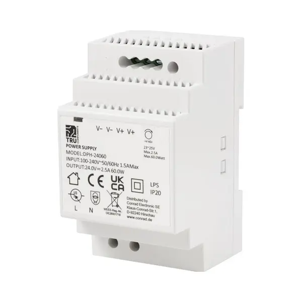 Tru Components, Mobiele Stroomverdelers, Dph-24060 Hutschienen-Netzteil (Din-Rail) 24 V/Dc 2.5 A 60 W Anz thumbnail
