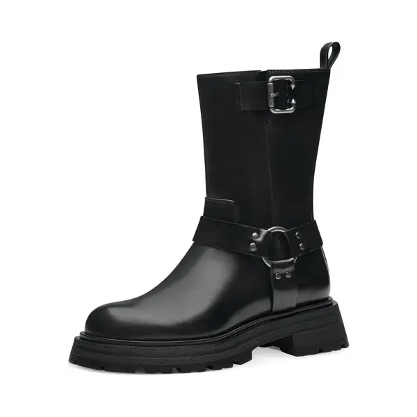 Tamaris Damen Biker Boots, Frauen Stiefeletten, uebergangsstiefel, flach, Boots, Stiefel, Bootee, Booties, halbstiefel, Kurzstiefel, Black, 37 Eu thumbnail