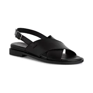 Tamaris Platte Damessandalen 1-28102-44 Zwart Leer Maat 38 Eu, Zwart Leer, 38 Eu, Zwart Leder, 38 Eu