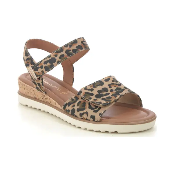 Tamaris Nirm Raynor 45 Leopard Print Womens Wedge Sandals 28118-44-360 In A Plain Textile In Size 37 thumbnail
