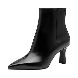 Tamaris Dames Enkellaarsjes 1-25358-45 - Zwart Leer - Maat 36 Eu, Zwart Leer, 36 Eu