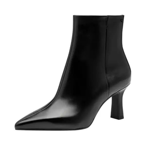 Tamaris Dames Enkellaarsjes 1-25358-45 - Zwart Leer - Maat 36 Eu, Zwart Leer, 36 Eu thumbnail