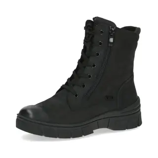 Caprice Damen Winterstiefeletten Zum Schnüren Aus Leder Wasserabweisend, Schwarz (Black Nubuc), 37 Eu