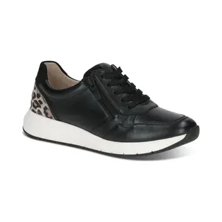 Caprice Damen Sneaker Flach Aus Leder Mit Reißverschluss, Schwarz (Black Comb), 37 Eu