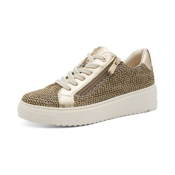 Marco Tozzi Damen Sneaker Flach Mit Reißverschluss Low Top, Gold (Gold Comb), 38 Eu thumbnail