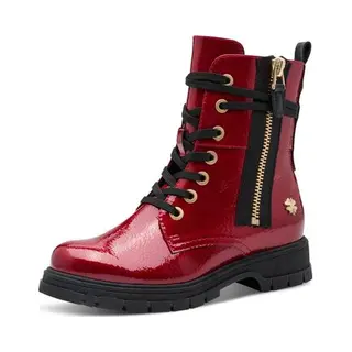 Marco Tozzi By Guido Maria Kretschmer Damen Stiefeletten Zum Schnüren Mit Reißverschluss Bequem, Rot (Dk.Red Pat.), 37 Eu