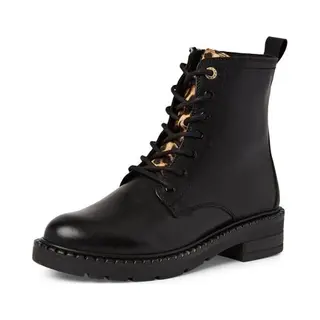 Marco Tozzi Damen Stiefeletten Zum Schnüren Aus Leder Mit Reißverschluss, Schwarz (Black Comb), 38 Eu