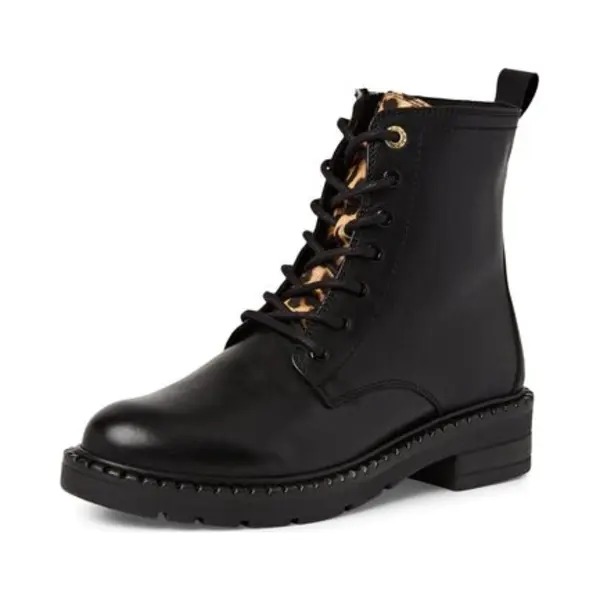 Marco Tozzi Damen Stiefeletten Zum Schnüren Aus Leder Mit Reißverschluss, Schwarz (Black Comb), 38 Eu thumbnail
