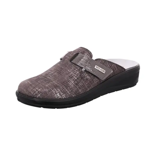 Rohde Damen Pantoffel Klett Hausschuh Gemustert Stretch Catania 6165, Größe, 39 Eu, Farbe, Grau thumbnail