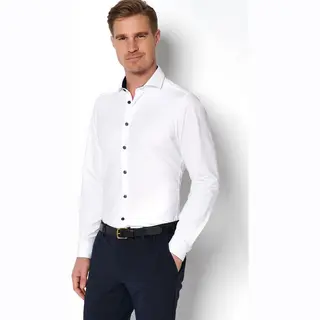 Pure Slim Fit Functional Hemd Langarm Haifischkragen Stretch WeiÃ Größe 44