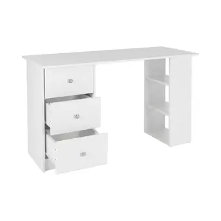 Ml-Design Schreibtisch Bürotisch Mit 3 Schubladen, 3 Regale Und Tastaturauszug Computertisch, Homeoffice Büromöbel Arbeitstisch Laptoptisch Pc