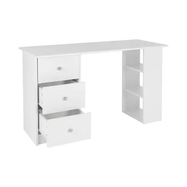 Ml-Design Schreibtisch Bürotisch Mit 3 Schubladen, 3 Regale Und Tastaturauszug Computertisch, Homeoffice Büromöbel Arbeitstisch Laptoptisch Pc thumbnail