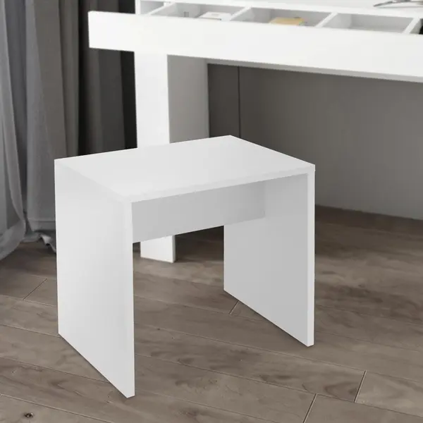 Ml-design - Ecd Germany Schminktisch Hocker, Weiß, 40x36x41 Cm, Edle Und Elegante Optik, Hoher Sitzkomfort, Robust, Vielseitig Einsetzbar, Moderner thumbnail