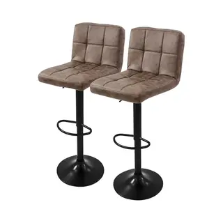 Ml-Design Barhocker 2er Set, Bezug Aus Kunstleder, Braun, Gepolsterter Barstuhl Mit Rückenlehne Und Fußstütze, Tresenhocker Höhenverstellbar, 360° Drehbar,