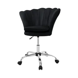 Ml Design modern living Ml-Design Bureaustoel Van Fluweel, Zwart, Stoel Voor Make-uptafel, Stoel Met Rugleuning, Schelpvorm, Draaibaar, In Hoogte Verstelbaar, Ergonomische