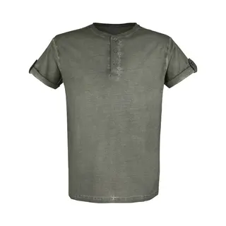 Black Premium By Emp Grünes T-Shirt Mit Knopfleiste Und Umgeschlagenen Ärmeln T-Shirt Grün In Xxl