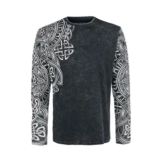 Black Premium By Emp Black Long-Sleeve Shirt With Wash And Print Long-sleeve Shirt Black