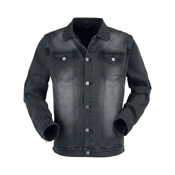 Black Premium By Emp Dunkelgraue Jacke Mit Brusttaschen Und Knopfleiste Jeansjacke Dunkelgrau In M thumbnail