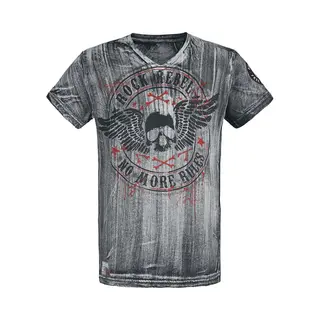 Rock Rebel By Emp Graues T-Shirt Mit V-Ausschnitt Und Print T-Shirt Grau In M
