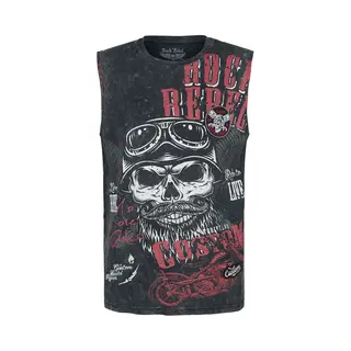 Rock Rebel By Emp Washed Tank With Print Tanktop Black