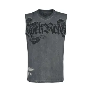 Rock Rebel By Emp Grey Tank Top With Wash And Print Tanktop Grey