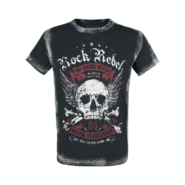 Rock Rebel By Emp T-shirt - Schwarzes T-Shirt Mit Frontprint Und Waschung - S Tot 5XL - Voor Mannen - Zwart thumbnail