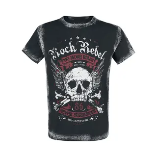 Rock Rebel By Emp T-shirt - Schwarzes T-Shirt Mit Frontprint Und Waschung - S Tot 5XL - Voor Mannen - Zwart