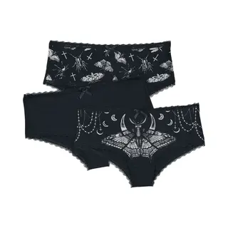 Gothicana By Emp Schwarzes Panty-Set In Uni Und Mit Prints Panty-Set Schwarz In L