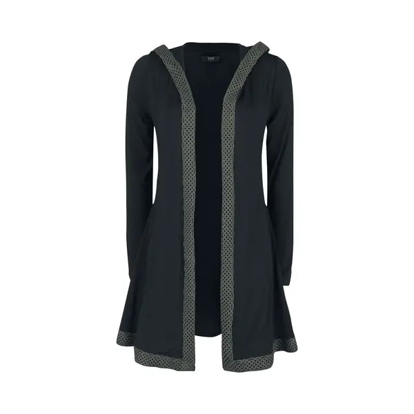 Black Premium By Emp Cardigan With Hood And Celtic-Knot Trim Cardigan Black thumbnail