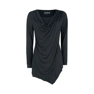 Black Premium By Emp Black Long-Sleeve Shirt With Waterfall Neckline Long-sleeve Shirt Black