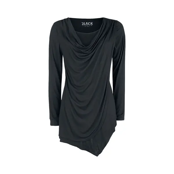 Black Premium By Emp Black Long-Sleeve Shirt With Waterfall Neckline Long-sleeve Shirt Black thumbnail