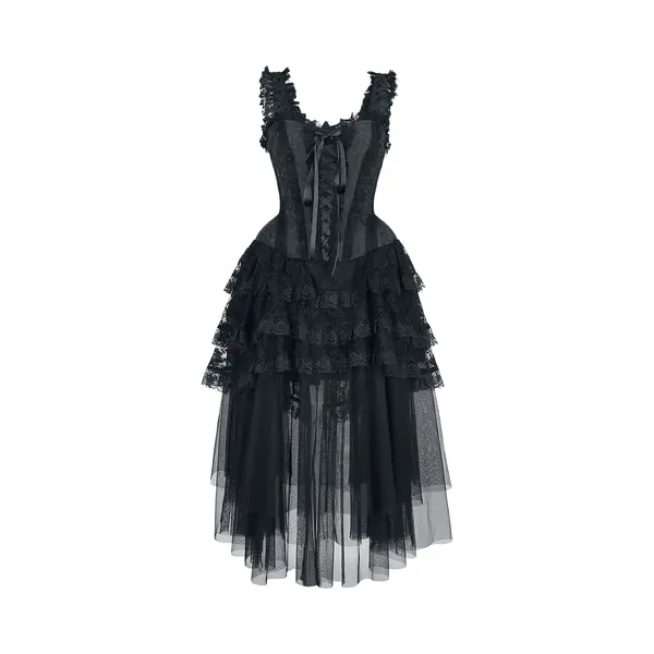 Gothicana By Emp Elaborate Gothic Corset Dress Midi Dress Black thumbnail