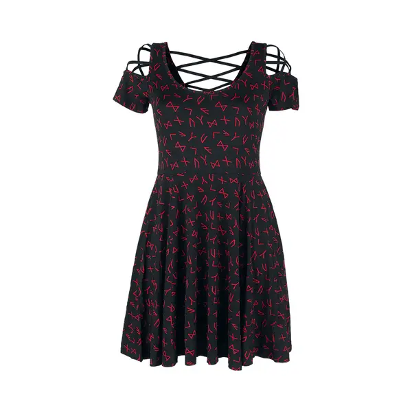 Black Premium By Emp Dress With Lacing And Runes Mini Dress Black thumbnail