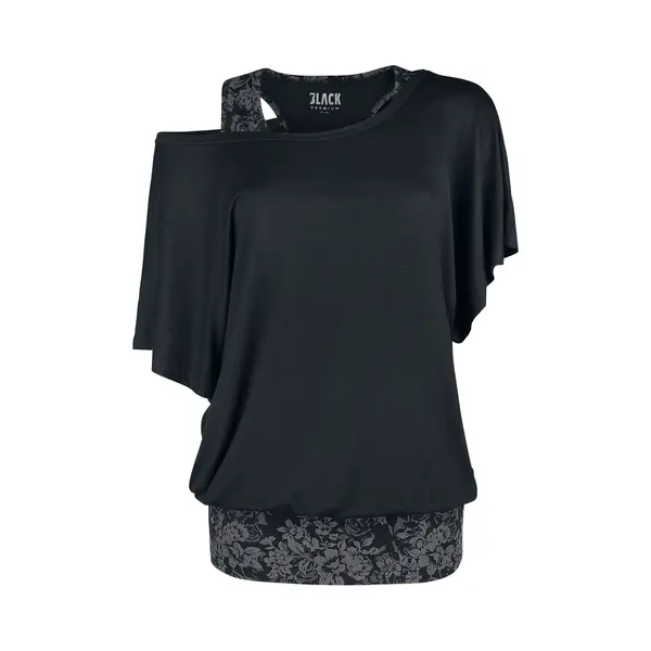 Black Premium By Emp Double-Layer T-Shirt With All-Over Printed Top T-Shirt Black thumbnail