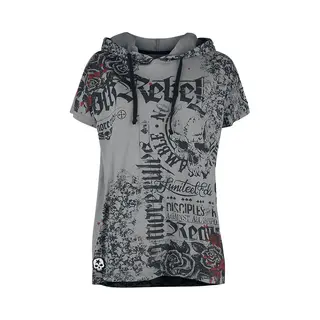 Rock Rebel By Emp Lässig Geschnittenes T-Shirt Mit Prints Und Kapuze T-Shirt Grau In Xl